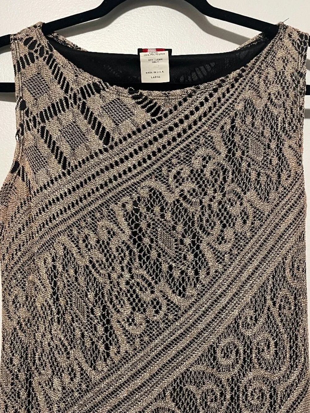 Womens Crochet Fringe Dress L Festival Coachella Bohemian Gypsy Jazz Age Fairy - Picture 3 of 6